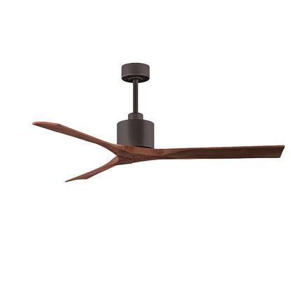 Matthews Nan 60in 3-Blade Ceiling Fan | Contemporary Textured Bronze and Walnut Wood | Great Room & Covered Patio | Model NK-TB-WA-60