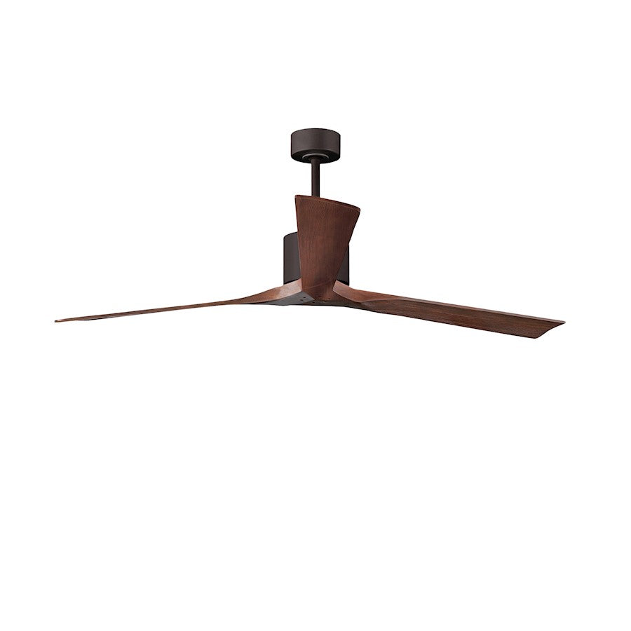 Matthews Fans Nan XL 72in 3-Blade Ceiling Fan | Textured Bronze and Walnut Wood Blades | Living Room & Bedroom | 72 x 72 x 10 in | Model NKXL-TB-WA-72