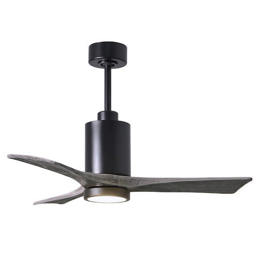 Matthews Fan Patricia 42in 3-Blade Ceiling Fan | Matte Black and Barn Wood Solid Wood Blades | Bedroom & Living Room | Model PA3-BK-BW-42