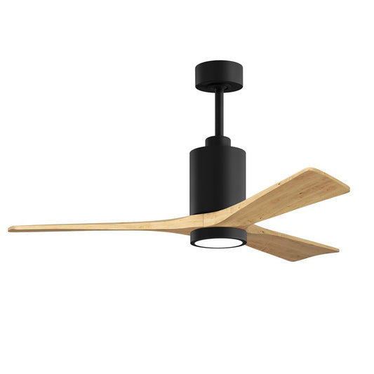 Matthews Fan Patricia 3 52in 3-Light LED Ceiling Fan | Matte Black and Light Maple Solid Wood Blades | Bedroom & Living Room | Model PA3-BK-LM-52