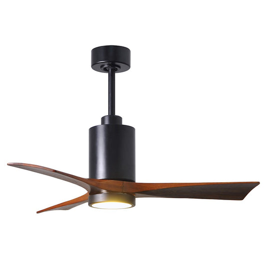 Matthews Fan Patricia 42in 3-Blade Ceiling Fan | Matte Black and Walnut Wood | Living Room & Bedroom | 42 x 42 x 12 in | Model PA3-BK-WA-42