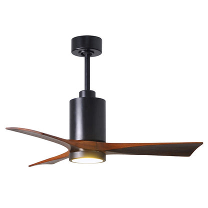 Matthews Fan Patricia 42in 3-Blade Ceiling Fan | Matte Black and Walnut Wood | Living Room & Bedroom | 42 x 42 x 12 in | Model PA3-BK-WA-42