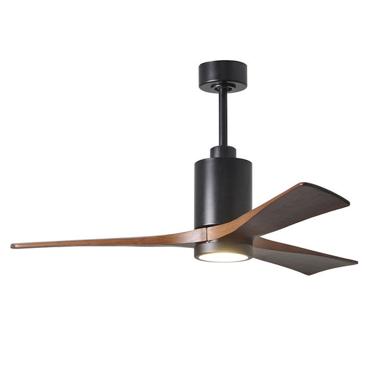 Matthews Fan Patricia 52in 3-Blade Ceiling Fan | Matte Black and Walnut Wood | Living Room & Bedroom | 52 x 52 x 12 in | Model PA3-BK-WA-52