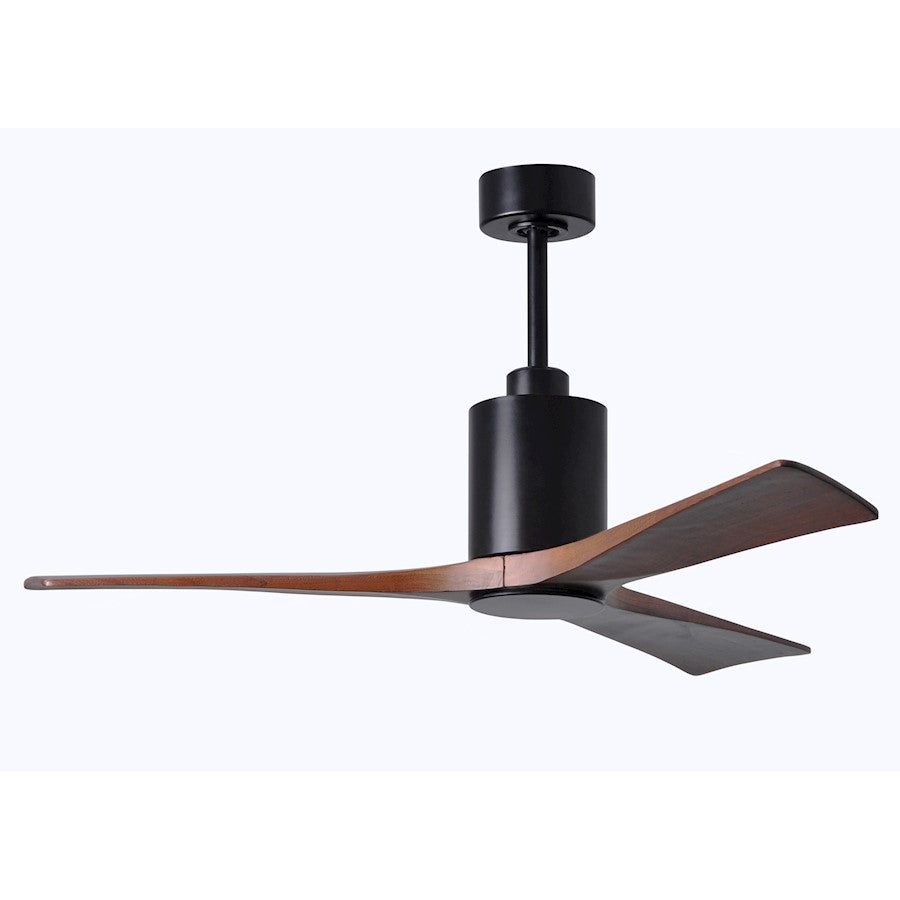 Matthews Fan Patricia 52in 3-Blade Ceiling Fan | Matte Black and Walnut Wood | Living Room & Bedroom | 52 x 52 x 12 in | Model PA3-BK-WA-52