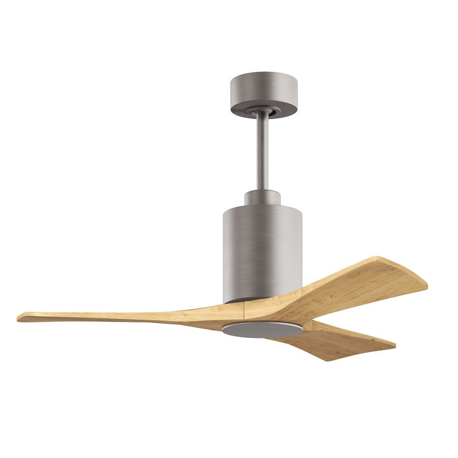 Matthews Fans Patricia-3 42in 3-Blade LED Ceiling Fan | Brushed Nickel and Light Maple Solid Wood | Bedrooms & Covered Patios | Model PA3-BN-LM-42