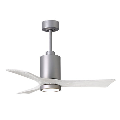 Matthews Fans Patricia 3 60in 1-Light Ceiling Fan | Contemporary Brushed Nickel and Matte White Solid Wood | Bedroom & Living | Model PA3-BN-MWH-60