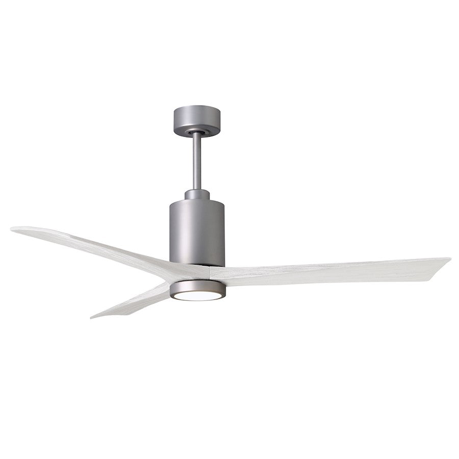 Matthews Fans Patricia 3 60in 1-Light Ceiling Fan | Contemporary Brushed Nickel and Matte White Solid Wood | Bedroom & Living | Model PA3-BN-MWH-60