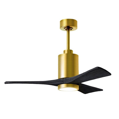 Matthews Fans Patricia-3 60in 3-Blade LED Ceiling Fan | Brushed Brass and Walnut Solid Wood | Living Room & Bedroom | Model PA3-BRBR-WA-60