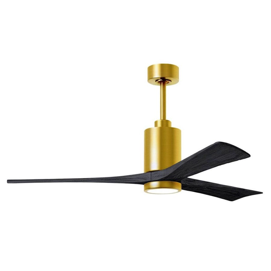 Matthews Fans Patricia-3 60in 3-Blade LED Ceiling Fan | Brushed Brass and Walnut Solid Wood | Living Room & Bedroom | Model PA3-BRBR-WA-60