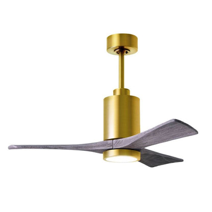 Matthews Fans Patricia-3 60in 3-Blade LED Ceiling Fan | Brushed Brass and Walnut Solid Wood | Living Room & Bedroom | Model PA3-BRBR-WA-60
