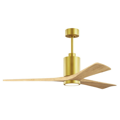 Matthews Fan Patricia-3 60in 3-Blade LED Ceiling Fan | Contemporary Brushed Brass and Light Maple Solid Wood | Great Rooms | Model PA3-BRBR-LM-60