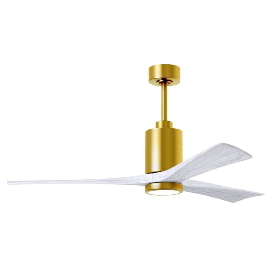 Matthews Fans Patricia-3 60in 3-Blade LED Ceiling Fan | Brushed Brass and Walnut Solid Wood | Living Room & Bedroom | Model PA3-BRBR-WA-60