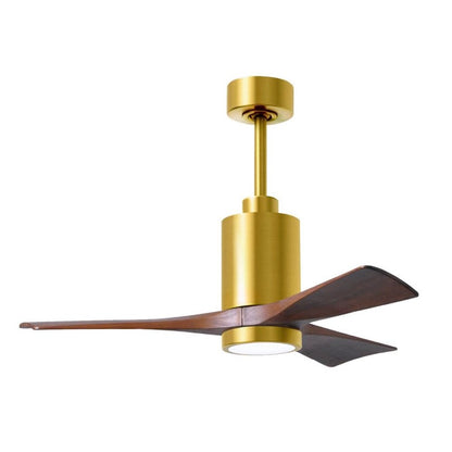 Matthews Fans Patricia-3 60in 3-Blade LED Ceiling Fan | Brushed Brass and Walnut Solid Wood | Living Room & Bedroom | Model PA3-BRBR-WA-60