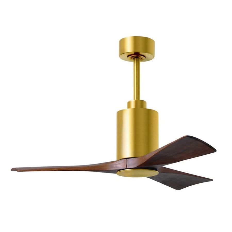 Matthews Fans Patricia-3 60in 3-Blade LED Ceiling Fan | Brushed Brass and Walnut Solid Wood | Living Room & Bedroom | Model PA3-BRBR-WA-60
