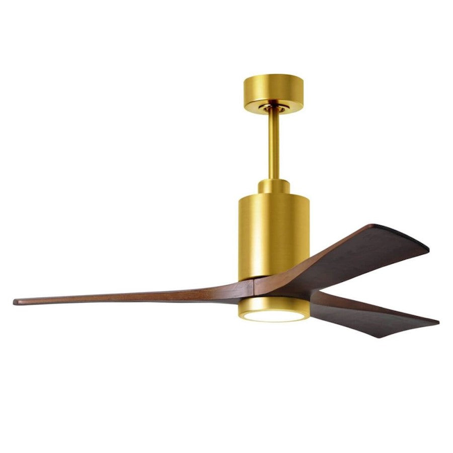 Matthews Fans Patricia-3 60in 3-Blade LED Ceiling Fan | Brushed Brass and Walnut Solid Wood | Living Room & Bedroom | Model PA3-BRBR-WA-60