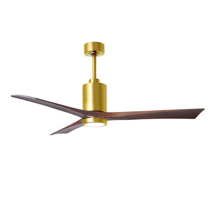 Matthews Fans Patricia-3 60in 3-Blade LED Ceiling Fan | Brushed Brass and Walnut Solid Wood | Living Room & Bedroom | Model PA3-BRBR-WA-60