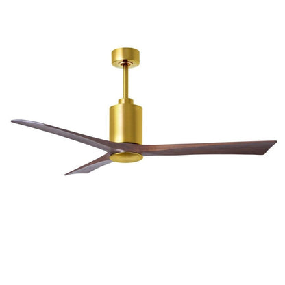 Matthews Fans Patricia-3 60in 3-Blade LED Ceiling Fan | Brushed Brass and Walnut Solid Wood | Living Room & Bedroom | Model PA3-BRBR-WA-60