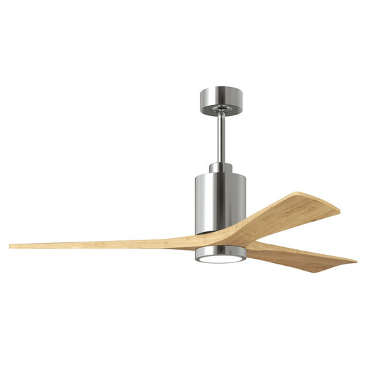 Matthews Fans Patricia 3 60in 1-Light LED Ceiling Fan | Polished Chrome and Light Maple Solid Wood | Great Rooms & Covered | Model PA3-CR-LM-60