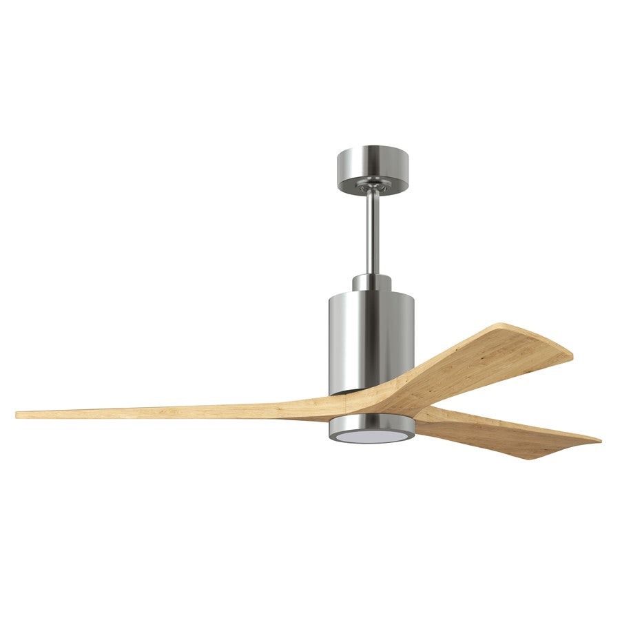 Matthews Fans Patricia 3 60in 1-Light LED Ceiling Fan | Polished Chrome and Light Maple Solid Wood | Great Rooms & Covered | Model PA3-CR-LM-60