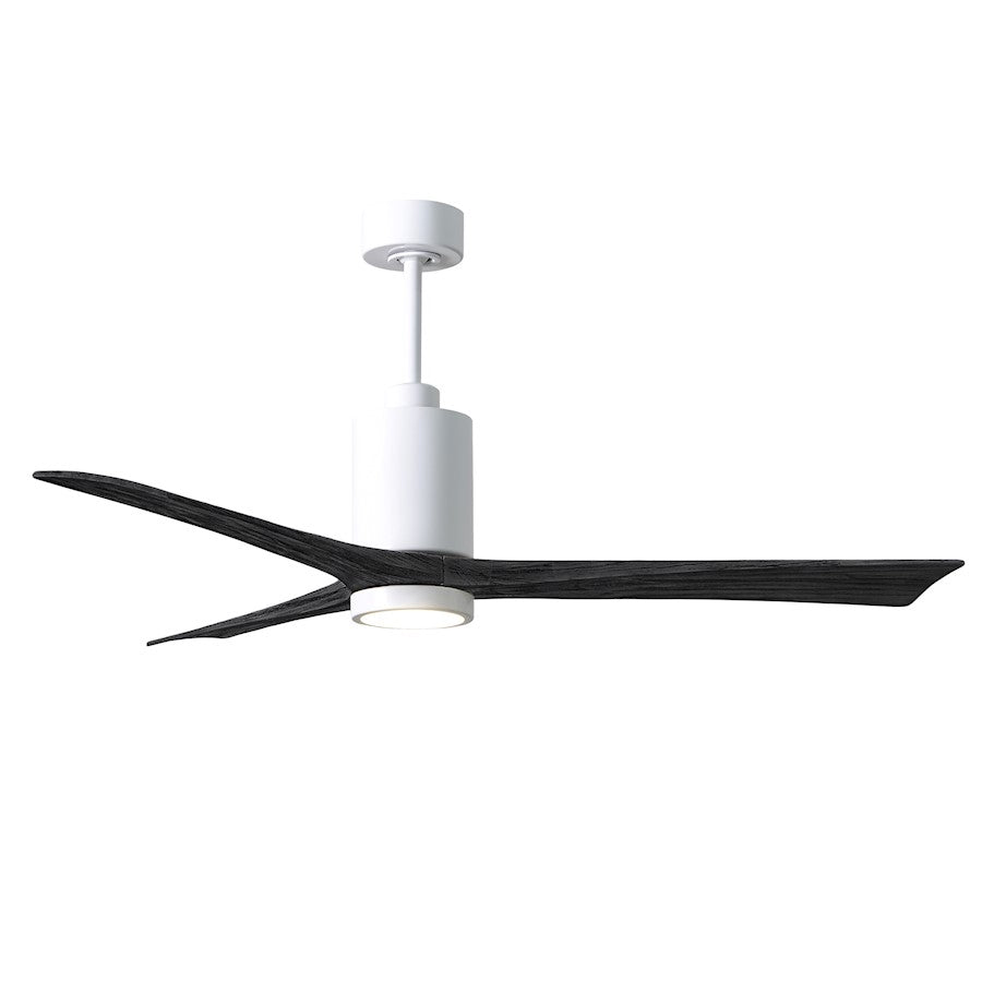 Matthews Fans Patricia 3 60in 3-Blade LED Ceiling Fan | Gloss White and Matte White Solid Wood Blades | Living Room & Bedroom | Model PA3-WH-MWH-60
