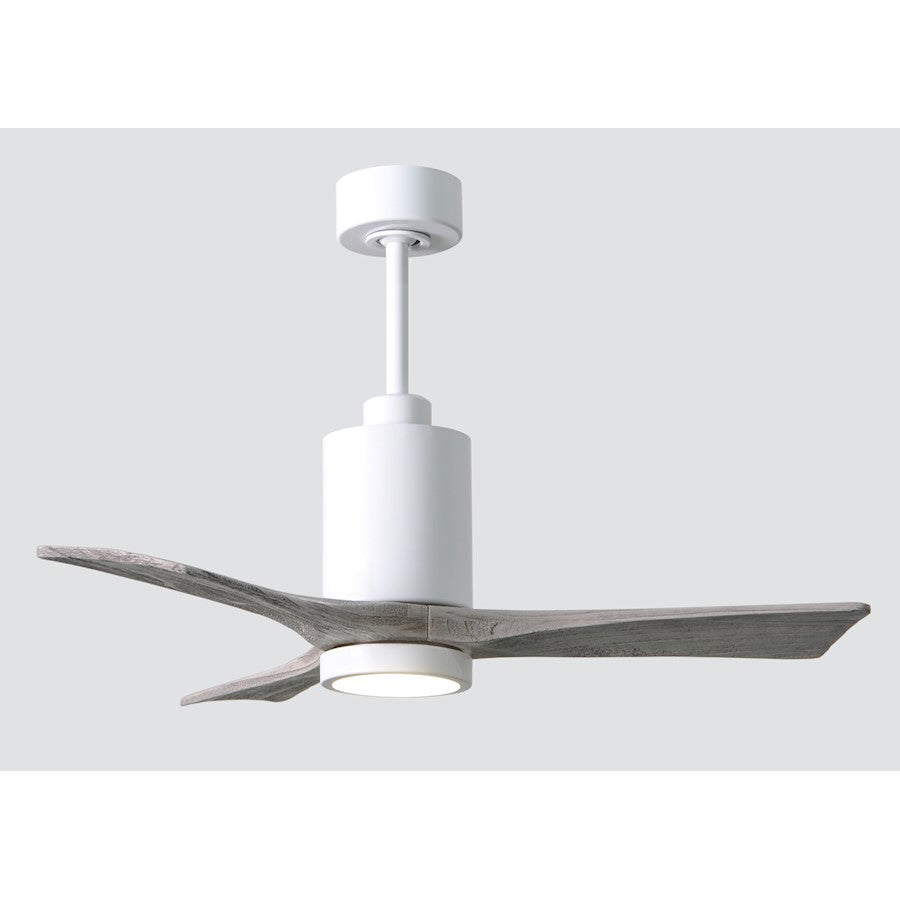 Matthews Fan Patricia 3 42in 3-Blade Ceiling Fan | Gloss White and Barn Wood Tone | Bedroom & Home Office | 42 x 42 x 12 in | Model PA3-WH-BW-42