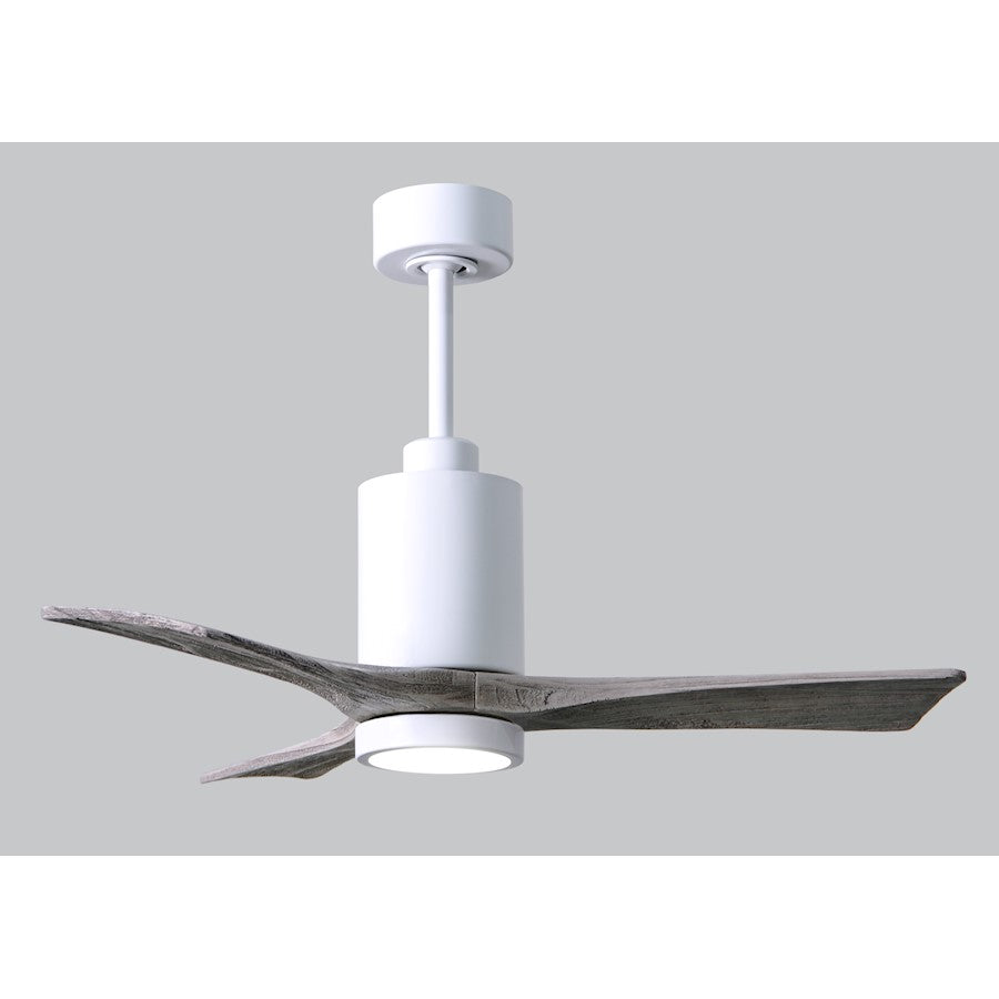 Matthews Fan Patricia 3 42in 3-Blade Ceiling Fan | Gloss White and Barn Wood Tone | Bedroom & Home Office | 42 x 42 x 12 in | Model PA3-WH-BW-42
