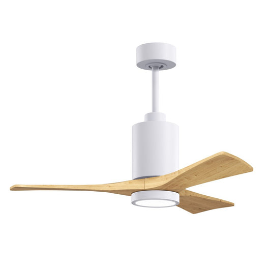 Matthews Fans Patricia 3 42in 3-Blade LED Ceiling Fan | Contemporary Gloss White and Light Maple | Bedroom & Living Room | Model PA3-WH-LM-42