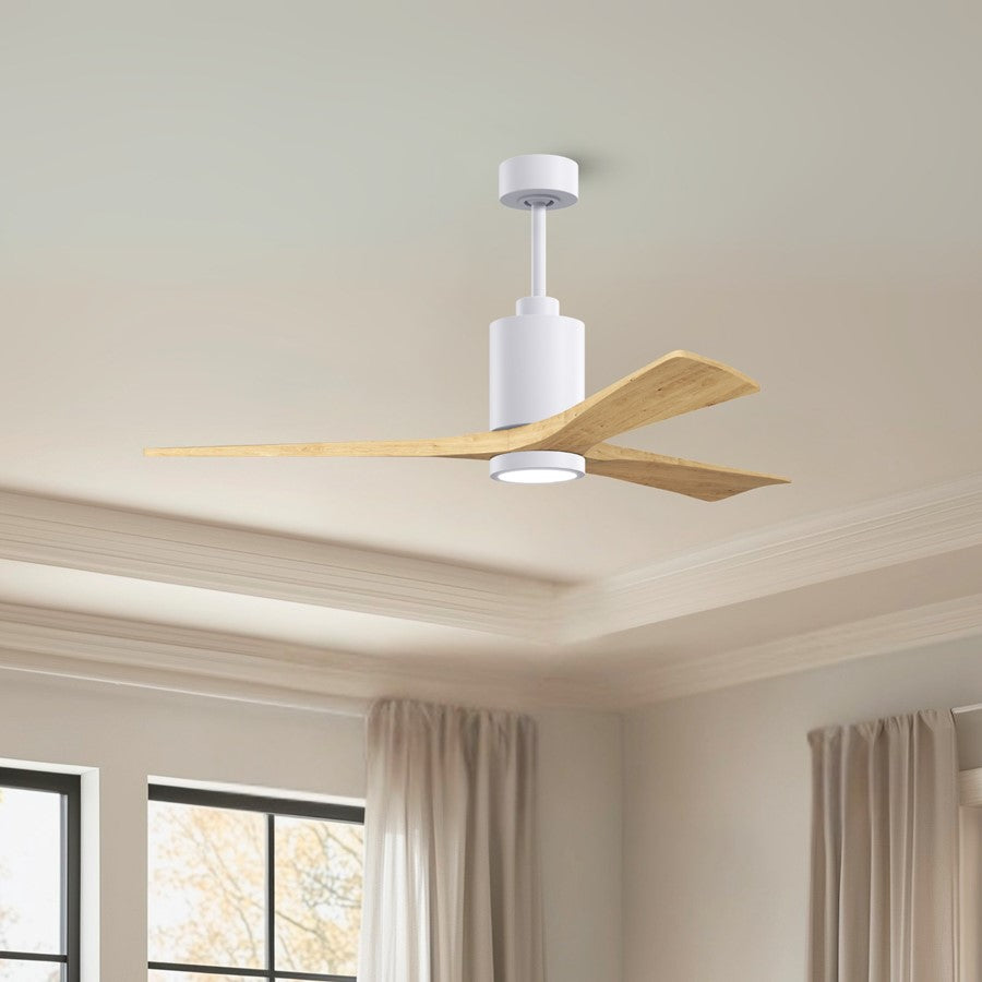 Matthews Fans Patricia-3 60in 3-Blade Ceiling Fan | Contemporary Gloss White and Light Maple Wood | Great Rooms & Open Living | Model PA3-WH-LM-60