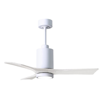 Matthews Fans Patricia 3 60in 3-Blade LED Ceiling Fan | Gloss White and Matte White Solid Wood Blades | Living Room & Bedroom | Model PA3-WH-MWH-60