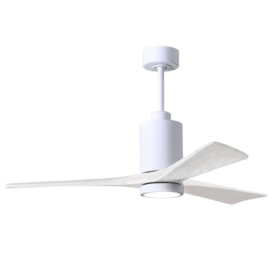 Matthews Fans Patricia 3 60in 3-Blade LED Ceiling Fan | Gloss White and Matte White Solid Wood Blades | Living Room & Bedroom | Model PA3-WH-MWH-60