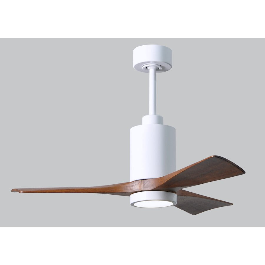 Matthews Fan Patricia 42in 3-Light Ceiling Fan | Gloss White and Walnut Solid Wood | Living Room & Bedroom | 42 x 42 x 12 in | Model PA3-WH-WA-42