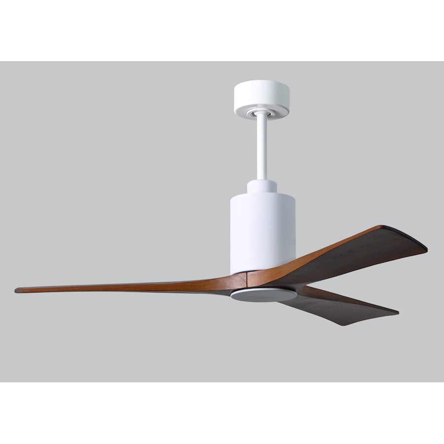 Matthews Fan Patricia 52in 3-Light Ceiling Fan | Gloss White and Walnut Solid Wood | Living Room & Bedroom | 52 x 52 x 12 in | Model PA3-WH-WA-52