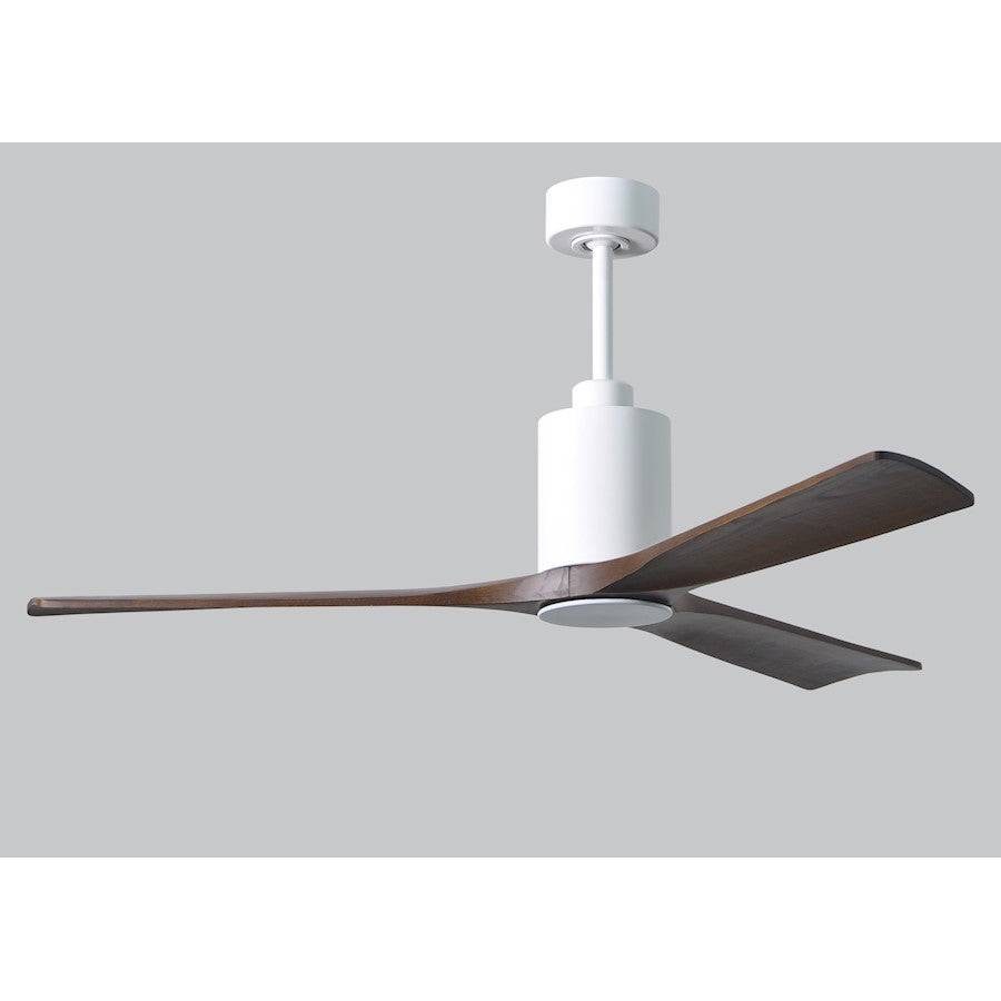 Matthews Fan Patricia 60in 3-Light Ceiling Fan | Gloss White and Walnut Solid Wood | Living Room & Bedroom | 60 x 60 x 12 in | Model PA3-WH-WA-60