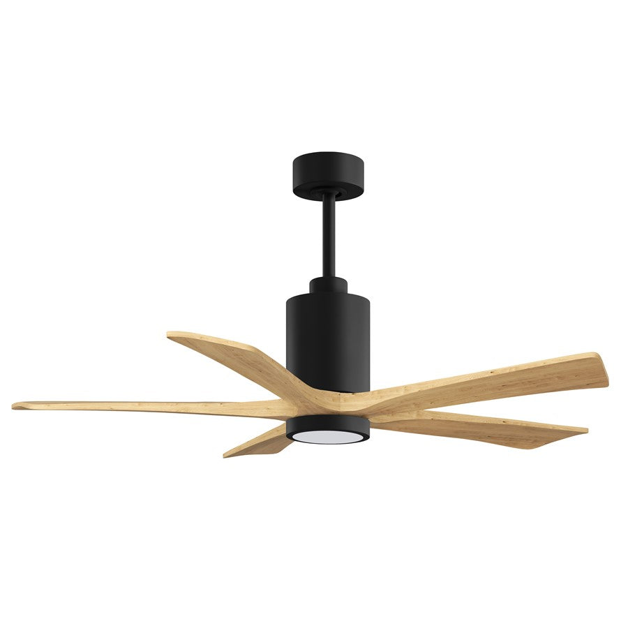 Matthews Fans Patricia-5 52in 5-Blade Ceiling Fan | Contemporary Matte Black and Light Maple Tone Solid Wood Blades | Covered | Model PA5-BK-LM-52