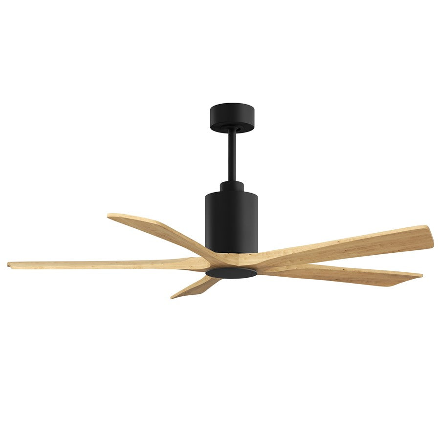 Matthews Fans Patricia-5 60in 5-Blade Ceiling Fan | Contemporary Matte Black and Light Maple Tone Solid Wood Blades | Covered | Model PA5-BK-LM-60