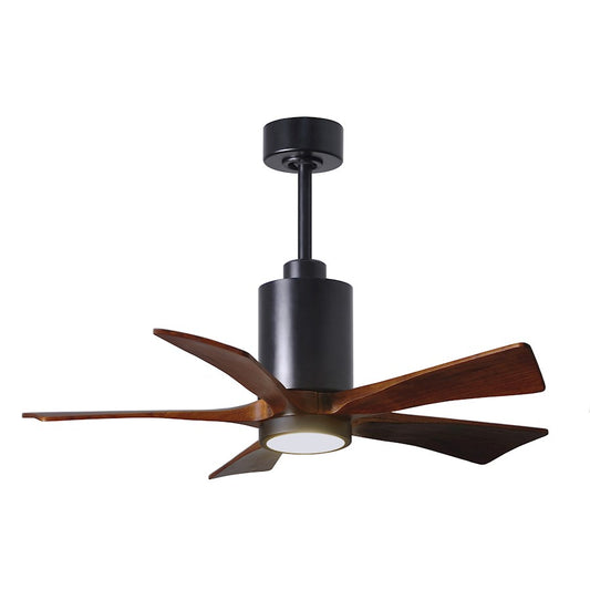 Matthews Fan Patricia 42in 5-Blade Ceiling Fan | Matte Black and Walnut Solid Wood Blades | Bedroom & Home Office | Model PA5-BK-WA-42
