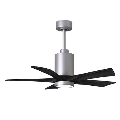 Matthews Fans Patricia-5 60in 5-Blade Ceiling Fan | Brushed Nickel and Matte White Solid Wood | Great Rooms & Covered Patios | Model PA5-BN-MWH-60