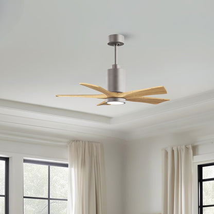Matthews Patricia 5 42in 5-Blade Ceiling Fan | Brushed Nickel and Light Maple Solid Wood | Bedroom & Home Office | Model PA5-BN-LM-42