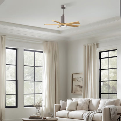 Matthews Patricia 5 42in 5-Blade Ceiling Fan | Brushed Nickel and Light Maple Solid Wood | Bedroom & Home Office | Model PA5-BN-LM-42