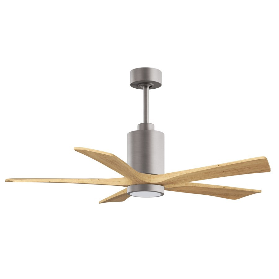 Matthews Patricia 5 52in 5-Blade Ceiling Fan | Brushed Nickel and Light Maple Solid Wood | Large Living Room & Family Room | Model PA5-BN-LM-52