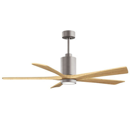 Matthews Fans Patricia-5 60in 5-Blade Ceiling Fan | Brushed Nickel and Light Maple Solid Wood | Great Rooms & Covered Patios | Model PA5-BN-LM-60