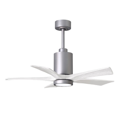 Matthews Fans Patricia-5 60in 5-Blade Ceiling Fan | Brushed Nickel and Matte White Solid Wood | Great Rooms & Covered Patios | Model PA5-BN-MWH-60