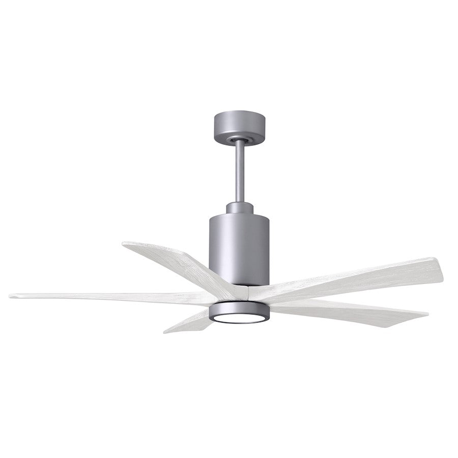 Matthews Fans Patricia-5 60in 5-Blade Ceiling Fan | Brushed Nickel and Matte White Solid Wood | Great Rooms & Covered Patios | Model PA5-BN-MWH-60