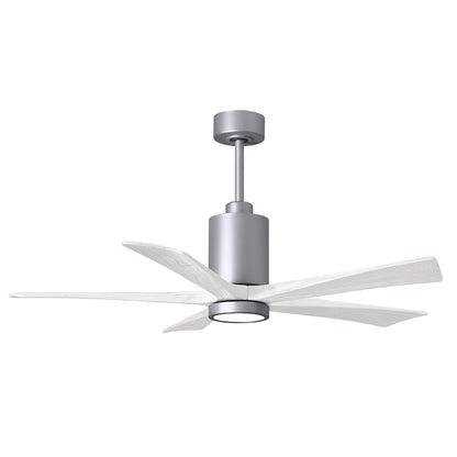 Matthews Fans Patricia-5 60in 5-Blade Ceiling Fan | Brushed Nickel and Matte White Solid Wood | Great Rooms & Covered Patios | Model PA5-BN-MWH-60