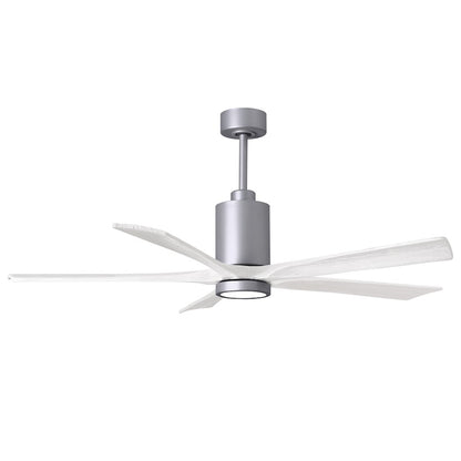 Matthews Fans Patricia-5 60in 5-Blade Ceiling Fan | Brushed Nickel and Matte White Solid Wood | Great Rooms & Covered Patios | Model PA5-BN-MWH-60