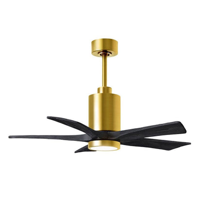 Matthews Fans Patricia-5 60in 5-Blade LED Ceiling Fan | Contemporary Brushed Brass and Walnut Wood | Bedroom & Living Room | Model PA5-BRBR-WA-60
