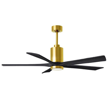 Matthews Fans Patricia-5 60in 5-Blade LED Ceiling Fan | Contemporary Brushed Brass and Walnut Wood | Bedroom & Living Room | Model PA5-BRBR-WA-60