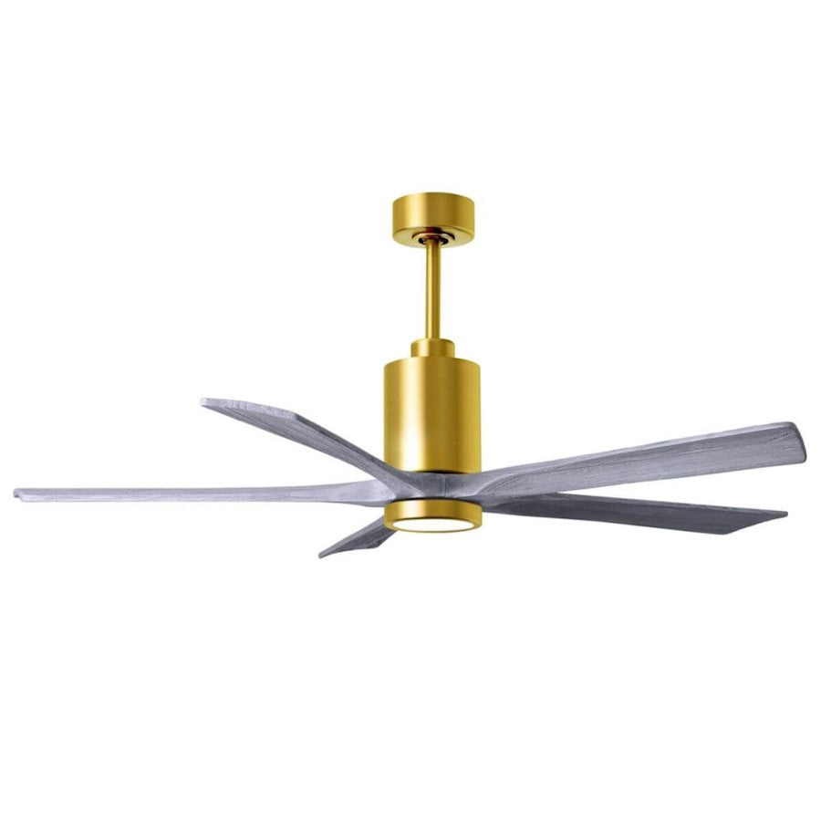Matthews Fans Patricia-5 60in 5-Blade LED Ceiling Fan | Contemporary Brushed Brass and Walnut Wood | Bedroom & Living Room | Model PA5-BRBR-WA-60