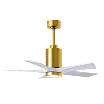 Matthews Fans Patricia-5 60in 5-Blade LED Ceiling Fan | Contemporary Brushed Brass and Walnut Wood | Bedroom & Living Room | Model PA5-BRBR-WA-60