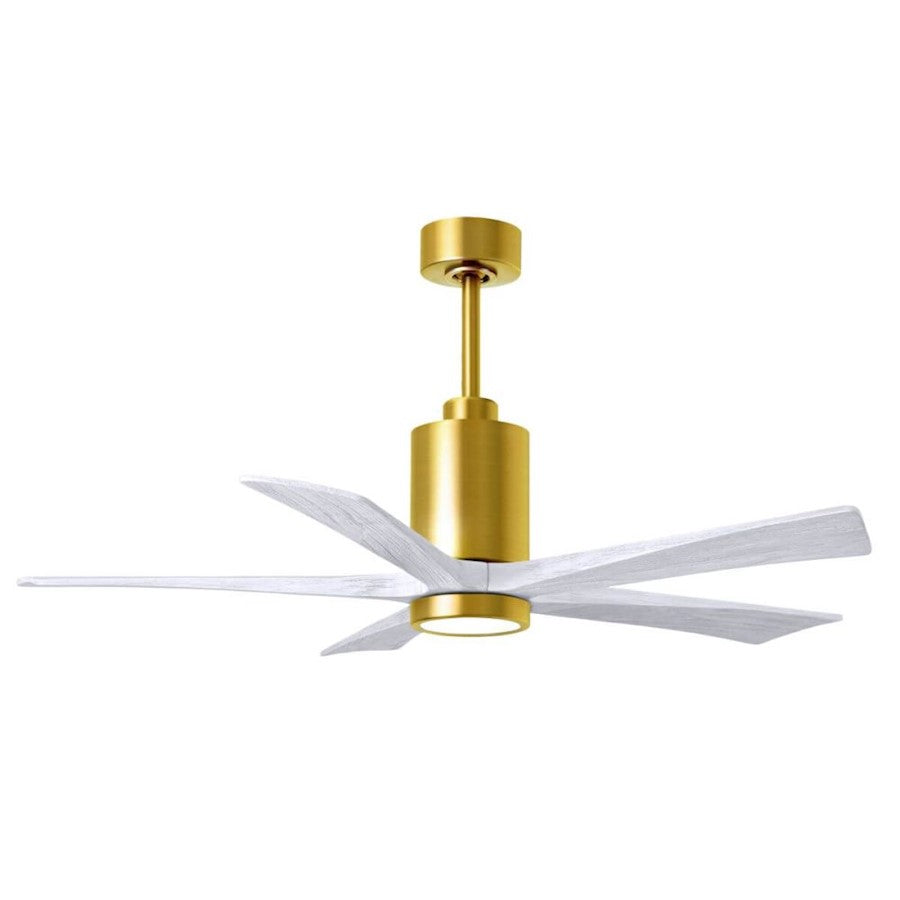 Matthews Fans Patricia-5 60in 5-Blade LED Ceiling Fan | Contemporary Brushed Brass and Walnut Wood | Bedroom & Living Room | Model PA5-BRBR-WA-60